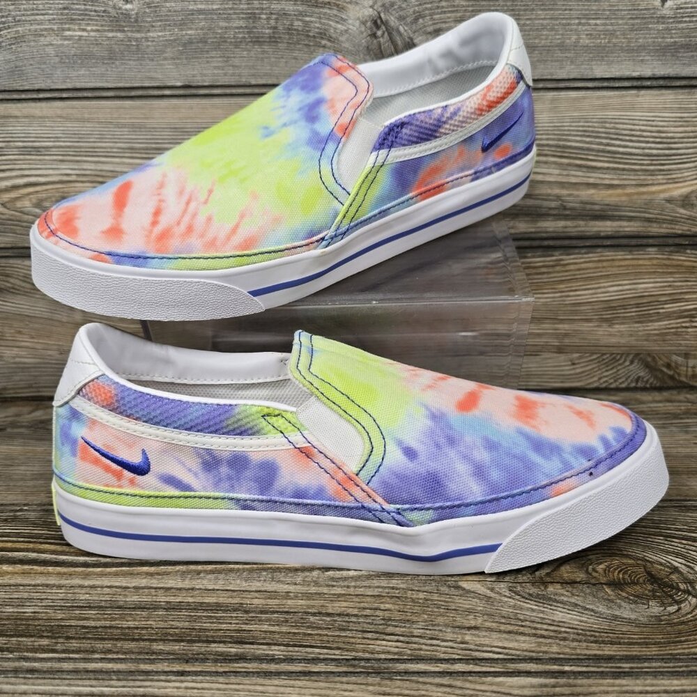 Nike Court Legacy Tie Dye Colorful Canvas Slip On Shoes CZ1752-900 Womens Size 8